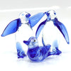 Sansukjai Set 3 Penguins Miniature Figurines Animals Hand Blown Glass Art Collectible Gift Decorate (Clear Blue)