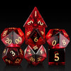 DNDND Glass Dice Set D&D 7 Piece Red Zircon Dice with Great Gift Box for DND Dungeons and Dragon Tabletop Game (Red Glass with G