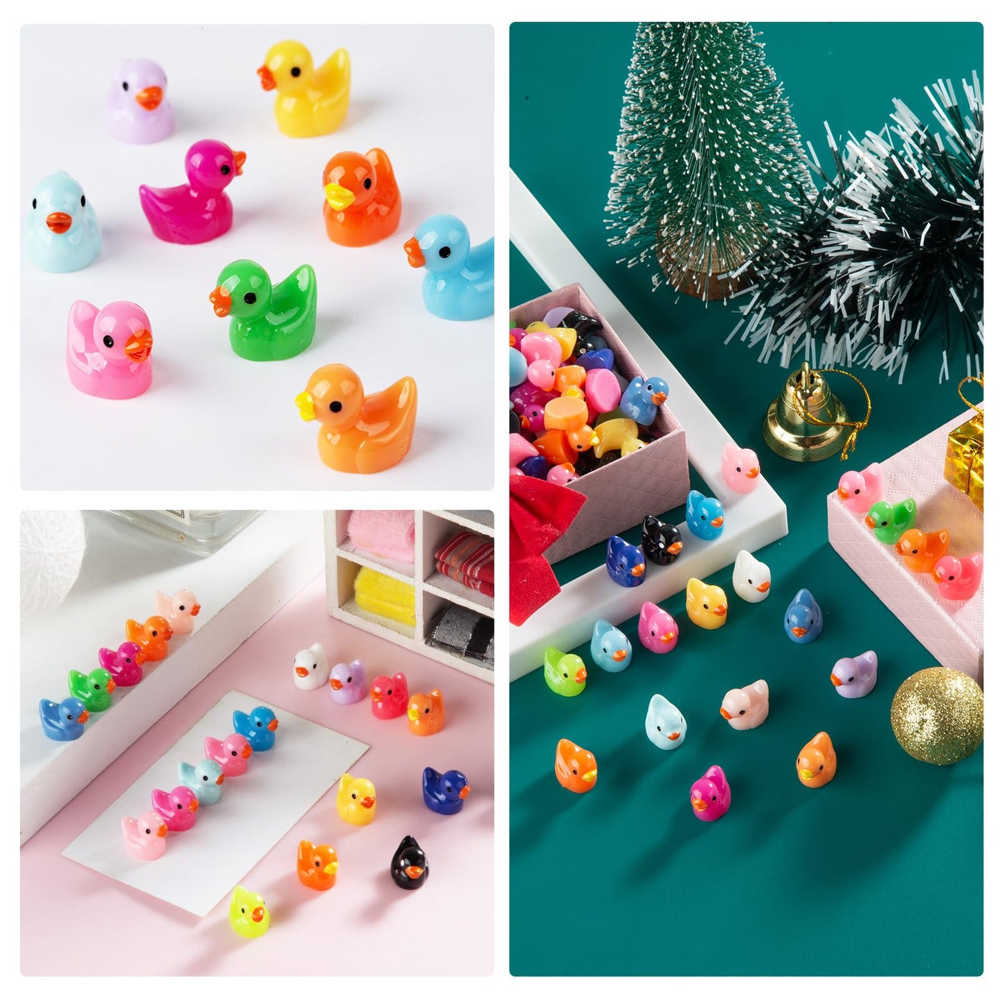 200 Pcs Mini Resin Duck Colorful Miniature Figures Micro Fairy Garden Landscape Aquarium Hide And Seek Dollhouse Cake Decoration
