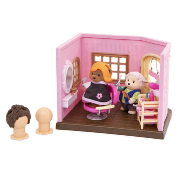 Li'l Woodzeez Toy Hair Salon Dollhouse Playset with Accessories, Multicolor, Model WZ6734Z, Pretend Play for Kids Age 3+