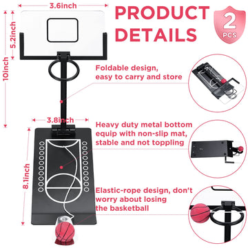 Deekin 2 Set Desktop Basketball Hoop Tabletop Mini Basketball Game Toys for Teen mature-themed Games Desk Toy Office Fun Sports Novelty Gag Back to School Christmas Birthday Gift Idea(Black Silver)