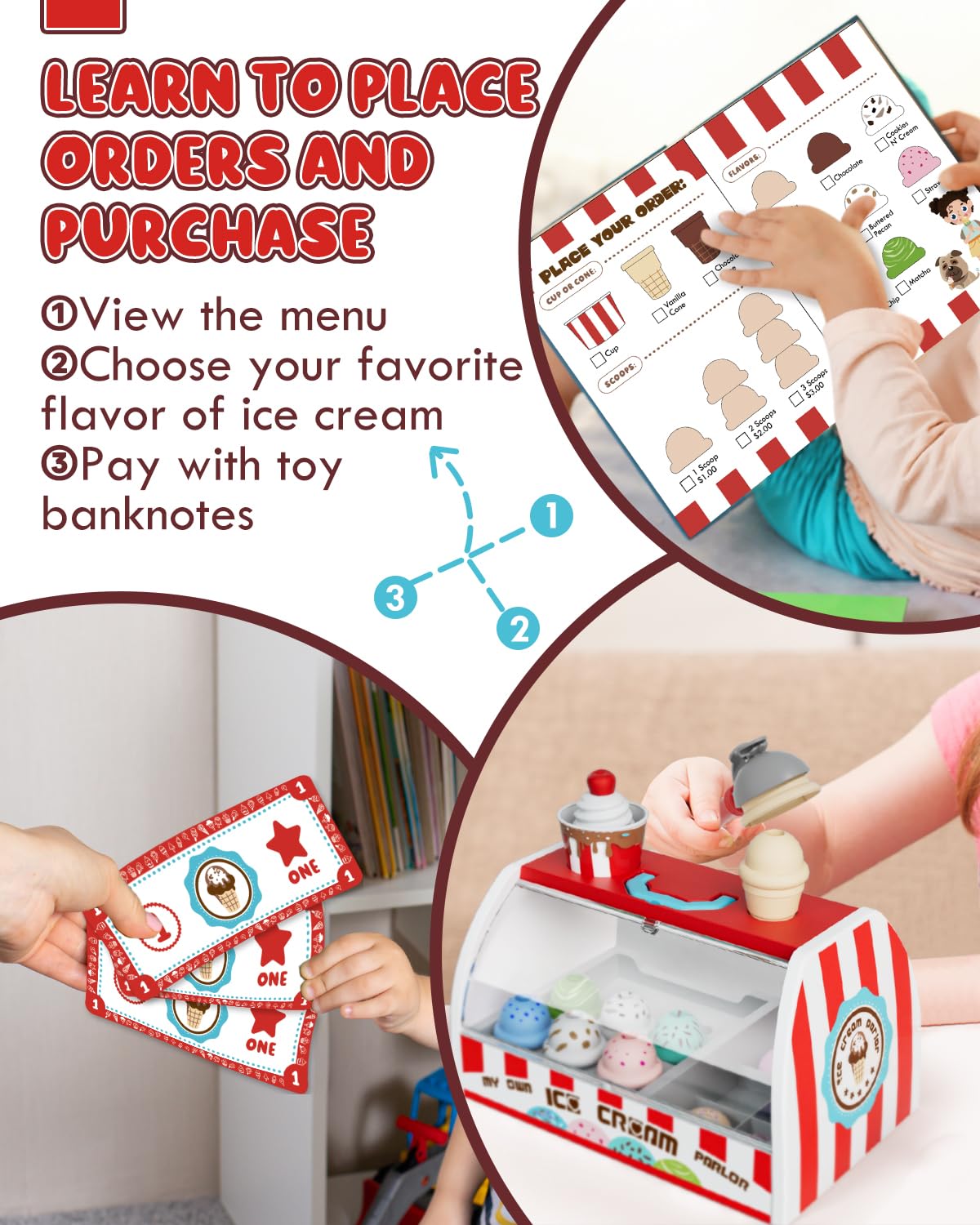 Lehoo Castle Ice Cream Toys for Toddlers 3-5, Toys for 3+ Year Old Girls, Ice Cream Play Set for Kids Ages 2-4, Play Ice Cream C