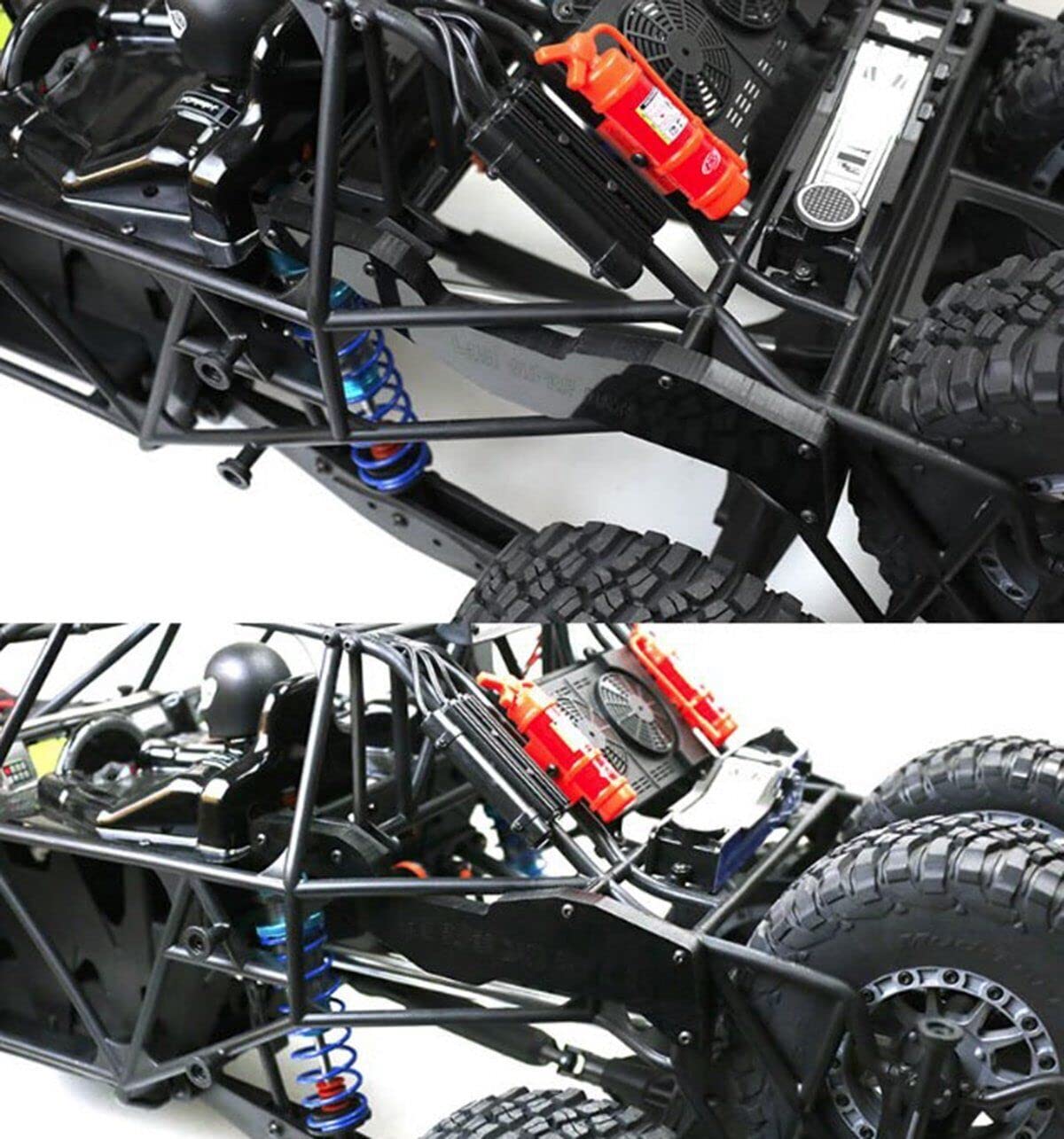 XBERSTAR 2PCS Pipe Frame Rear Reinforced Support Parts for 1/6 LOSI Super Baja Rey 2.0 RC (Black)