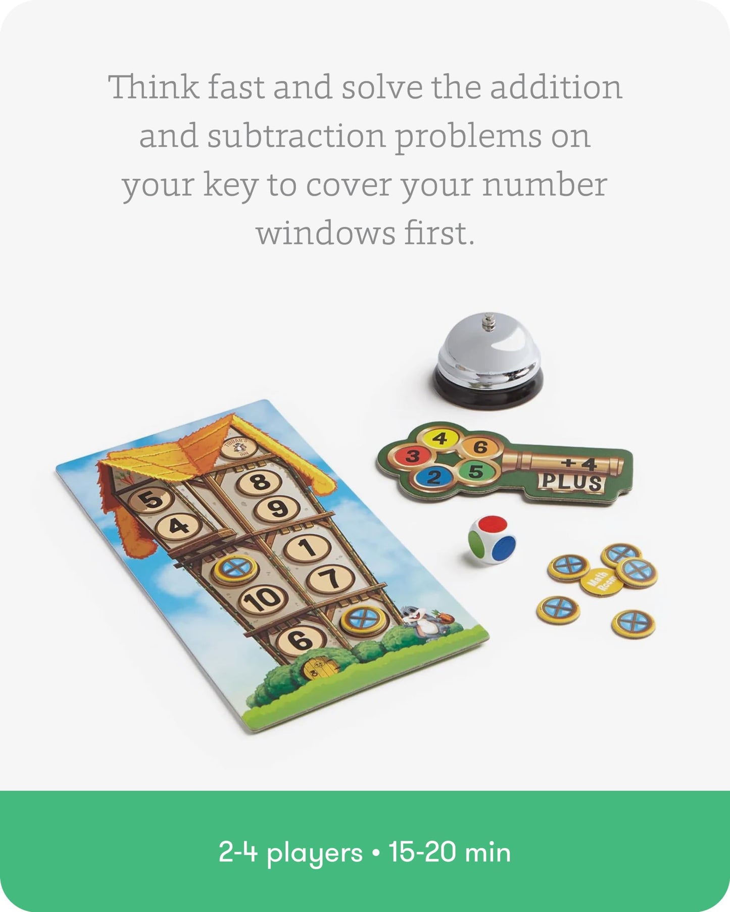 Simplyfun Math Room - Educational Math Game - Quick Thinking & Fun Math Games For Kids Ages 5 & Up - Fast Solving Addition & Subtraction Game - 2 To 4 Players