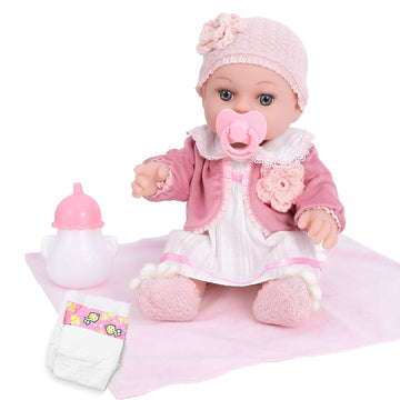 Dotvosy 12'' Girl Baby Dolls Playset Adoption Baby Doll With Clothes Accessories Include Outfits,Pacifier,Disposable Diaper,Blan