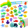 Bath Toys, Magnetic Fishing Game With 2 Poles 1 Wind Up Turtle 30 Floating Fish For Kiddie Outdoor Pool Water Table, Best Birthday Party Gifts For Baby Toddler Boys Girls Kids 1 2 3 4 Year Old