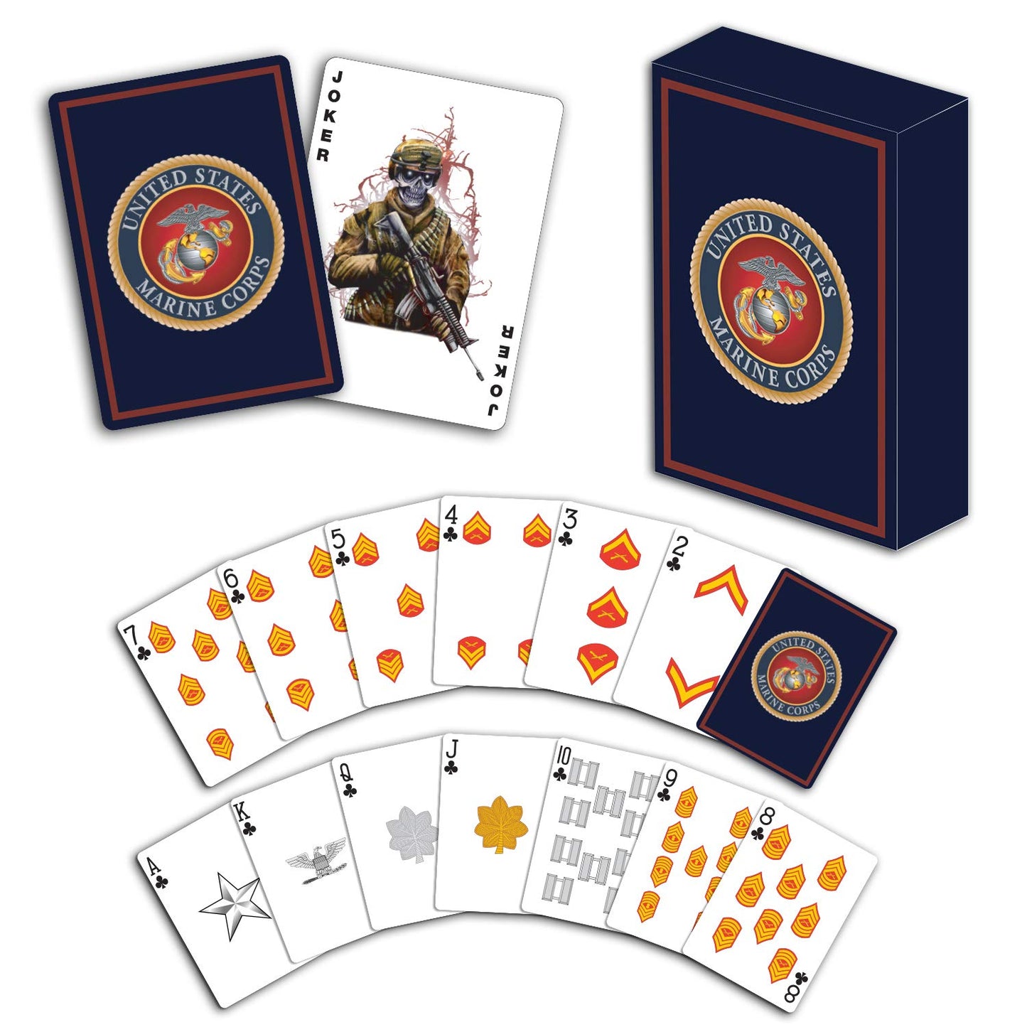 Military Gift Shop Usmc Professional Quality Marine Corps Playing Cards With Marine Corps Rank Insignia - Gifts | Disabled Vet Owned Business - Usmc Playing Cards
