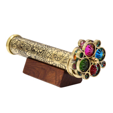 Rii Handcrafted Etched Floral Pattern Lacquered Brass Kaleidoscope Includes Two Separate Turning Wheels-A Unique Gift To My Son,