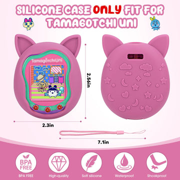 Winceed Silicone Case For Tamagotchi Uni, Protective Cover For Tamagotchi Uni Protector Skin With Hand Strap (Pink)