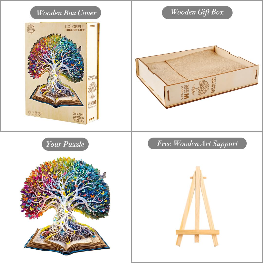 Jigfoxy Wooden Puzzle for mature-themeds Tree in The Book Jigsaw Puzzles for mature-themed Unique Animal Shape Wood Cut Puzzles Christmas Thanksgiving Gifts for Friends Family (S-8.5 * 7.8in-100pcs)