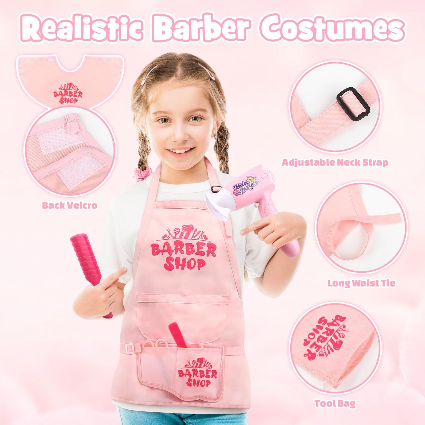 Sanlebi Hair Salon Toys For Girls, 25 Pcs Pretend Play Hair Styling Toy Set For Kids 3-6 With Hair Dryer, Barber Scissors And St