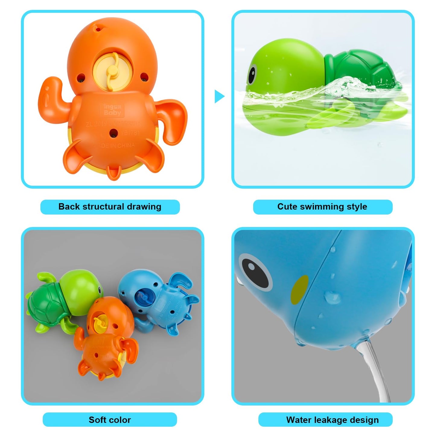 Bath Toys, Cute Swimming Turtle Baby Bath Toys For Toddler 1-3, Water Pool Floating Wind Up Toys For 1 Year Old Boy Girl Gifts, Infant Toddlers Kids Bathtub Toys, 3 Pack