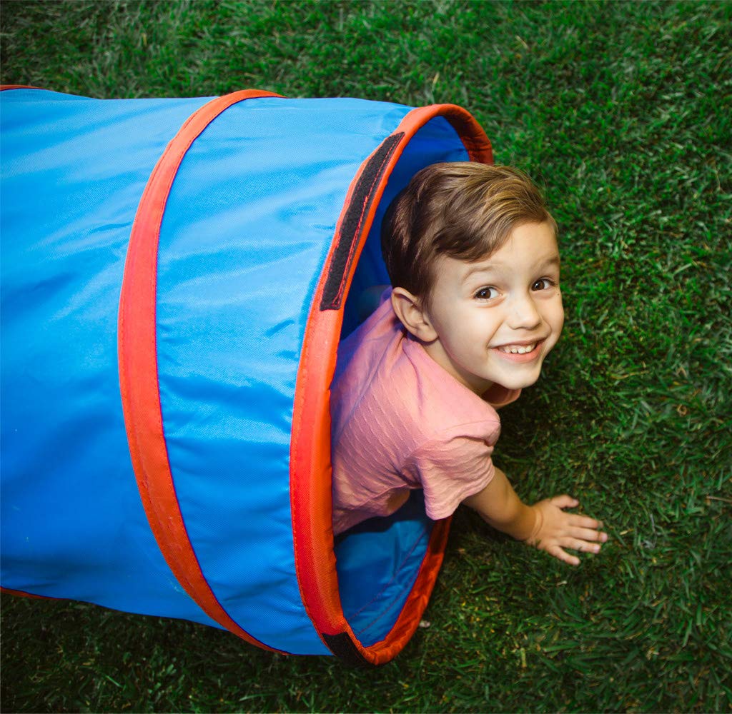 Pacific Play Tents 20513 Kids 9-Foot Institutional Crawl Play Tunnel, 9' X 22'' Diameter, Blue/Red