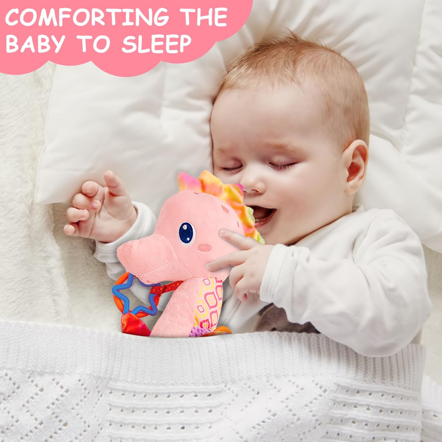 Fuzqq Baby Girl Toys 0-6 Months,Infant Musical Stuffed Animals Soft Toy With Bright Colors,Crinkle Sound Paper, Multi-Textures &