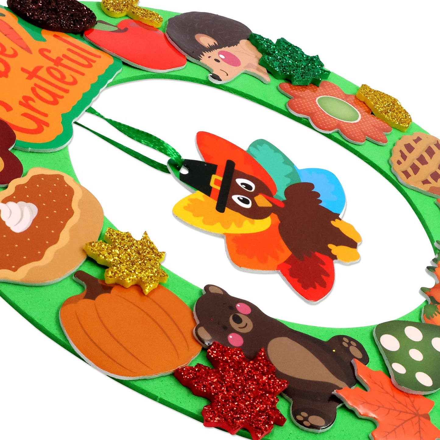 Fancy Land 16 Sets Thanksgiving Crafts for Kids Foam DIY Wreath Ornaments Craft Kits Fall Thanksgiving Activities Classroom Home