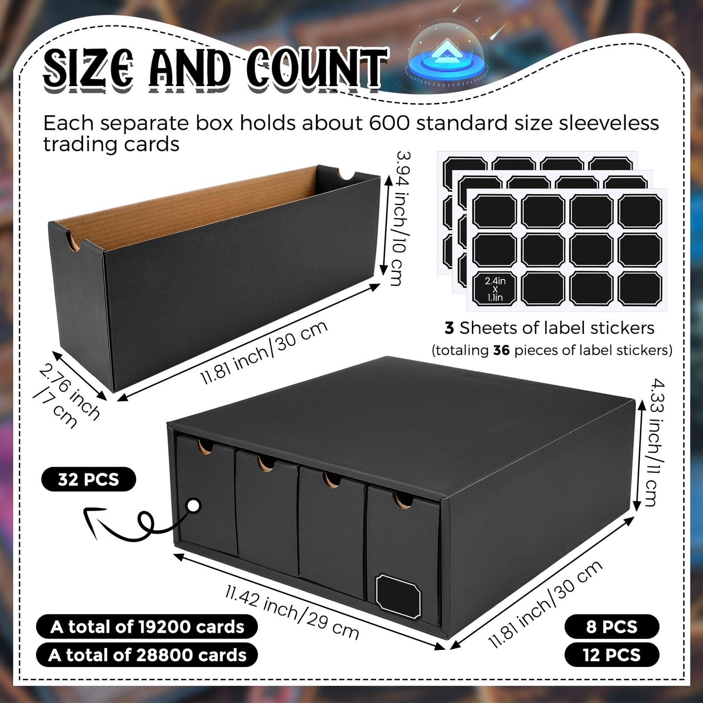 Resurhang 28800+ Large Trading Card Storage Box Card Collection With Separate Boxes And Label Stickers Soccer Sports Storage Com