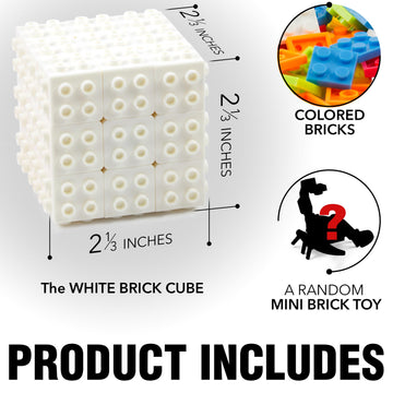 TOYAMBA Brick Cube with Building Blocks Mini Toy Included Compatible with Lego Cube Inspired by Rubix Cube for Kids - Educational Toy (White)