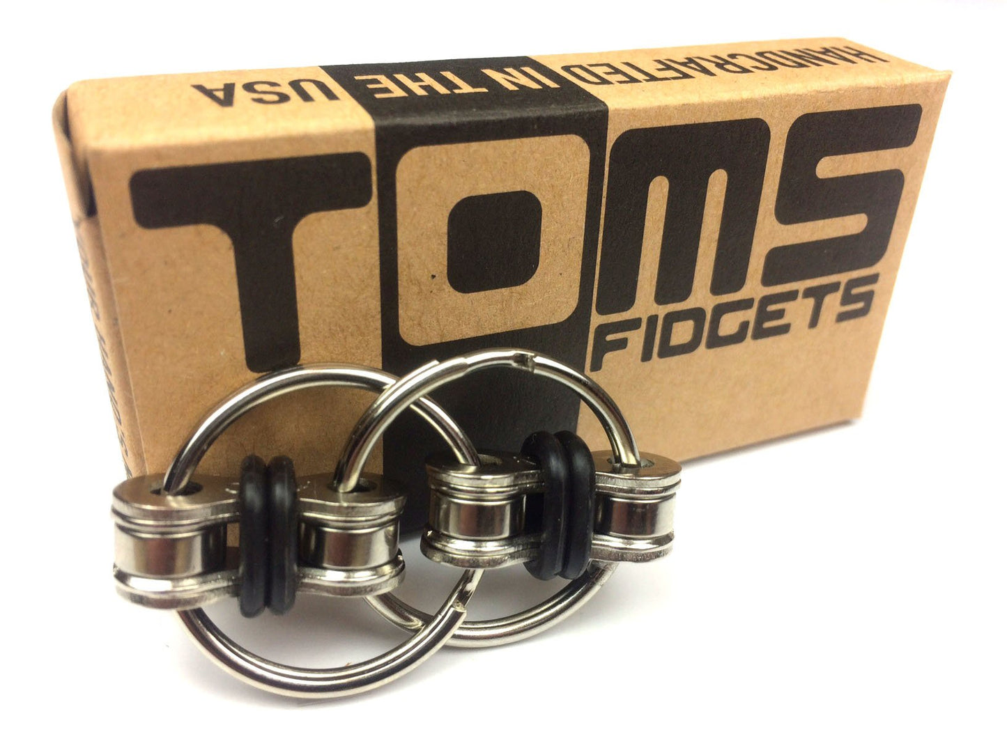 Tom's Fidgets Flippy Chain Fidget Toy - Stress Reducer for ADHD & Anxiety - Bike Chain Design - Black - Perfect for Adults & Kids