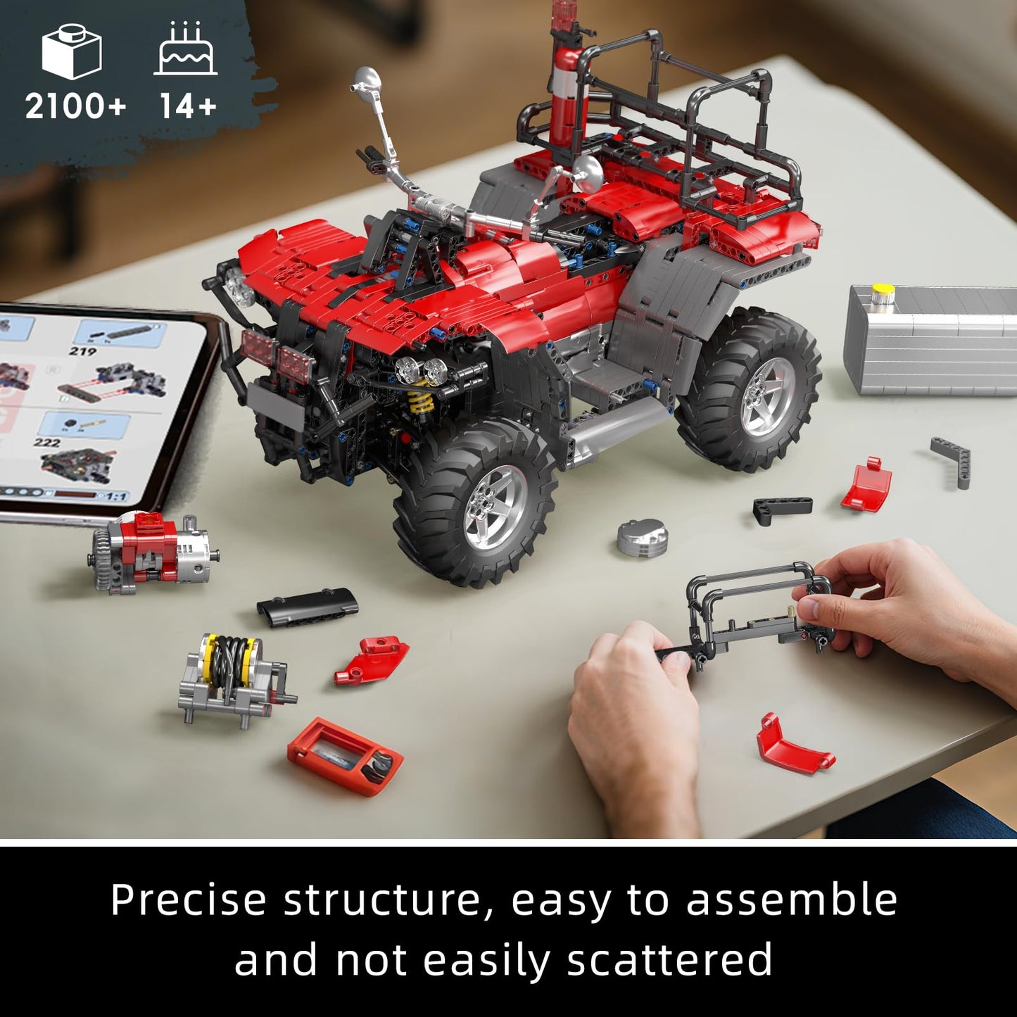 Mould King Fire Truck ATV Building Set 2100+ Pcs RC/APP Control All-Terrain Vehicle Building Blocks Kits That Run with Equipment Model Collectible Gift for mature-themeds Teens