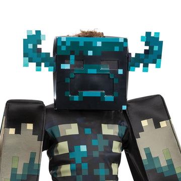 Disguise Minecraft Warden Costume, Official Deluxe Minecraft Costume For Kids With Headpiece And Jumpsuit, Child Size (7-8)