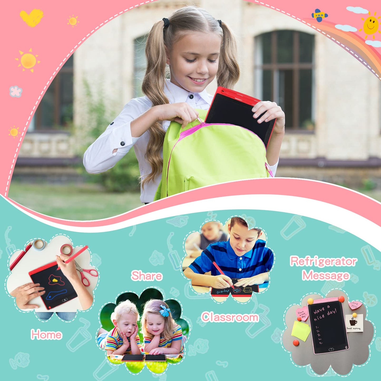 Zonon 4 Pcs Lcd Writing Tablet For Kids 8.5 Inch Doodle Board Drawing Tablet Toddler Toys Gifts Lcd Writing Board Electronic Erasable Reusable Colorful Screen Pad(Blue, Red, Green, Pink)