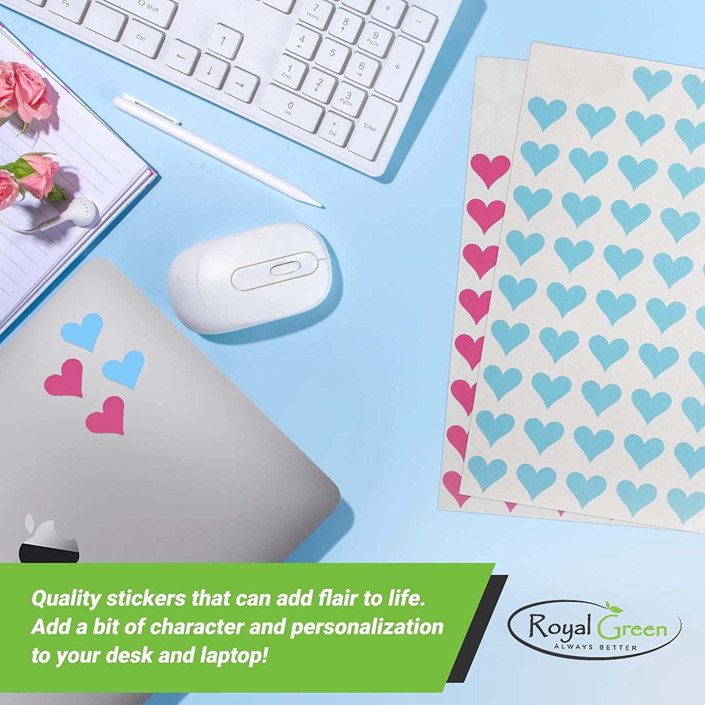 1/2 Inch (0.50) Heart Sticker Bulk Labels Sheets Diy Scrapbooking Stickers For Valentine'S Day, Stationery, Arts & Crafts 13Mm, 7560-Pack (White) By Royal Green