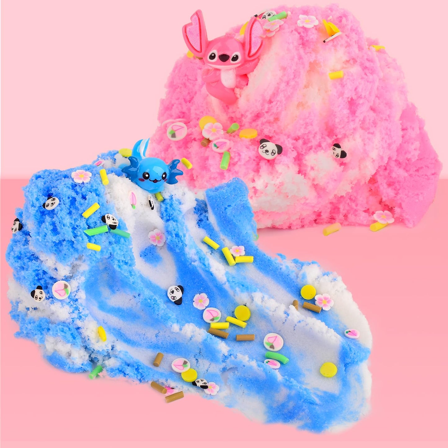 2 Pack Cloud Slime Kit for Kids Party Favors Premade Dual Colors Soft Snow Slime DIY Toy Gifts for Boys Girls 5 6 7 8 9 10(100ML Each)