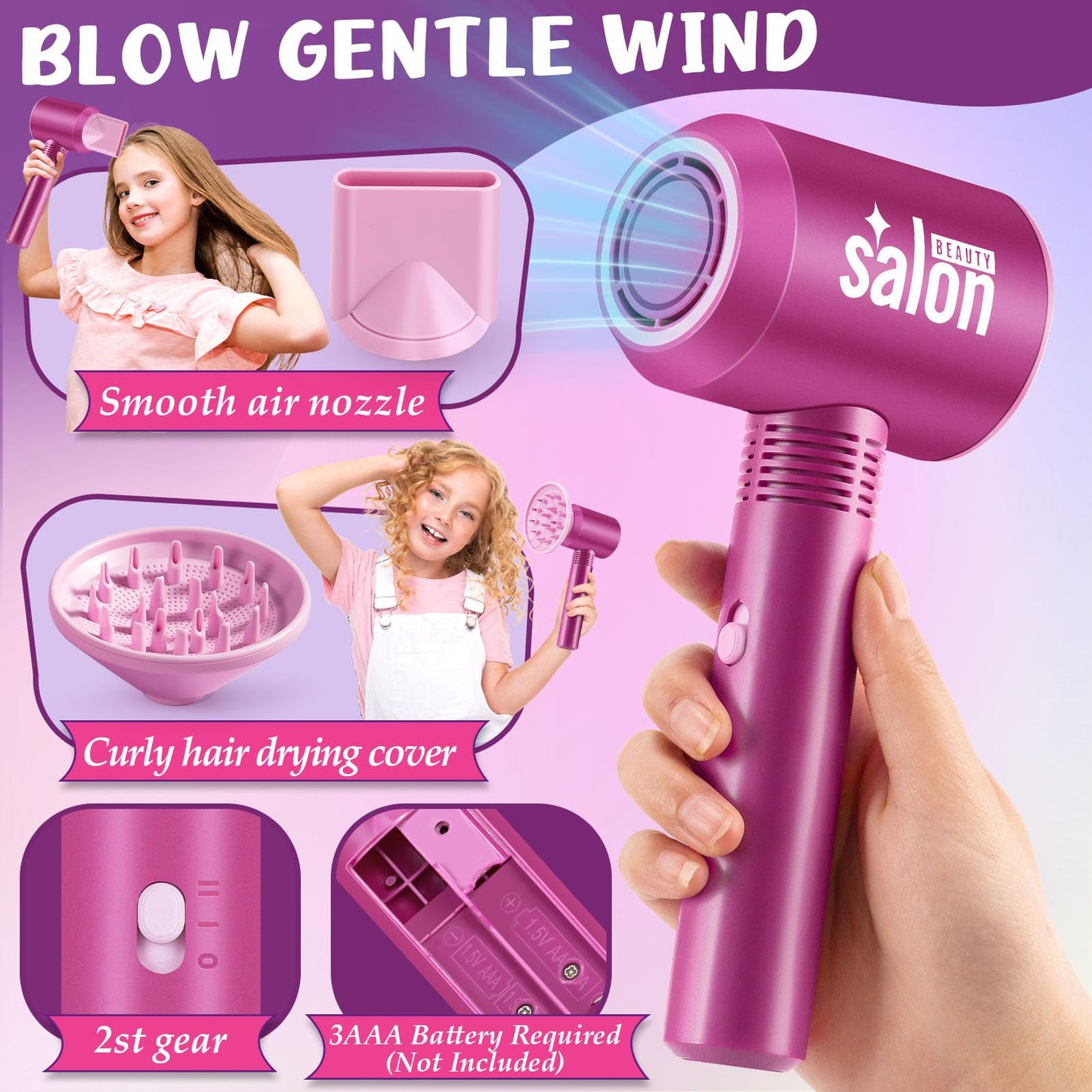 Toylink Hair Salon Pretend Play Toys For Girls 3 4 5 6 Year Old, Makeup Playset Toddler Dress Up Beauty Hair Stylist Kit With Ha