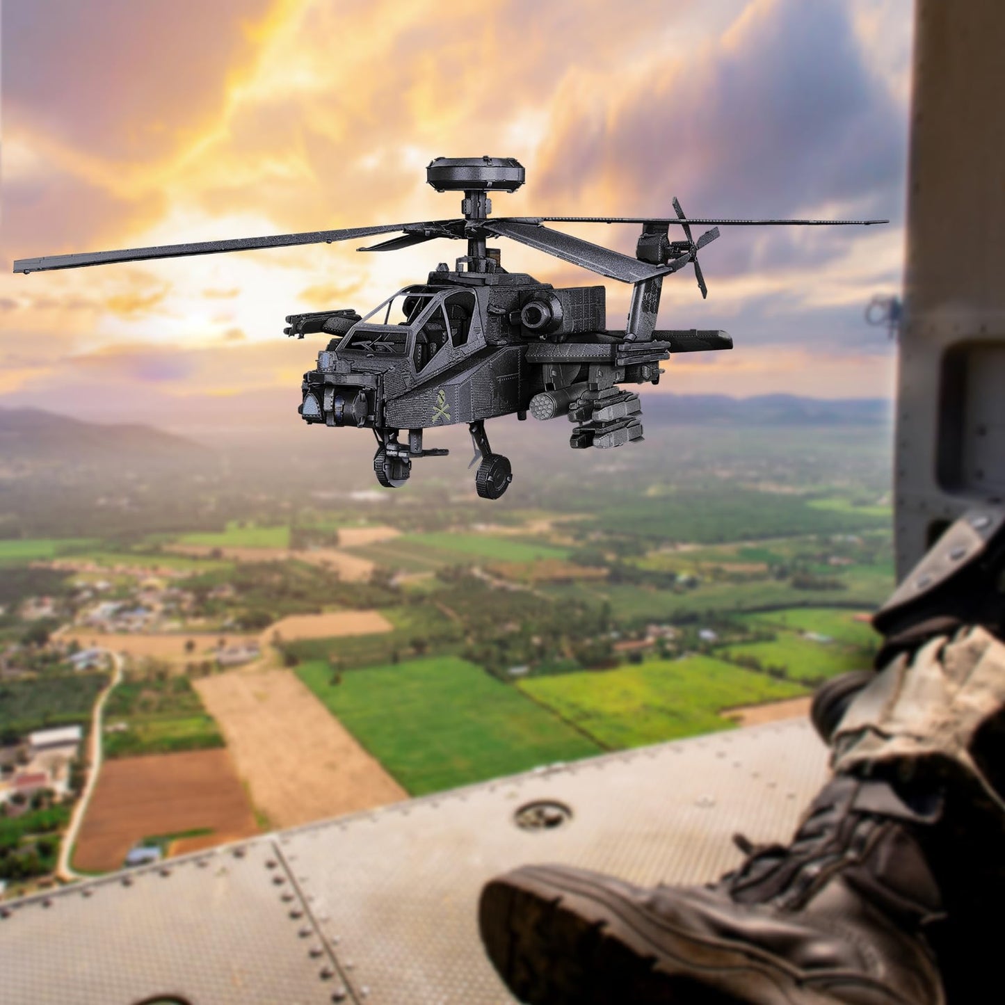 Piececool 3D Metal Model Kits, Ah-64 Apache Military Helicopter Airplane Models Building Kits For Adults And Teens Men Hobbies Diy Brain Teaser Puzzles, Great Birthday Gifts, 145 Pcs