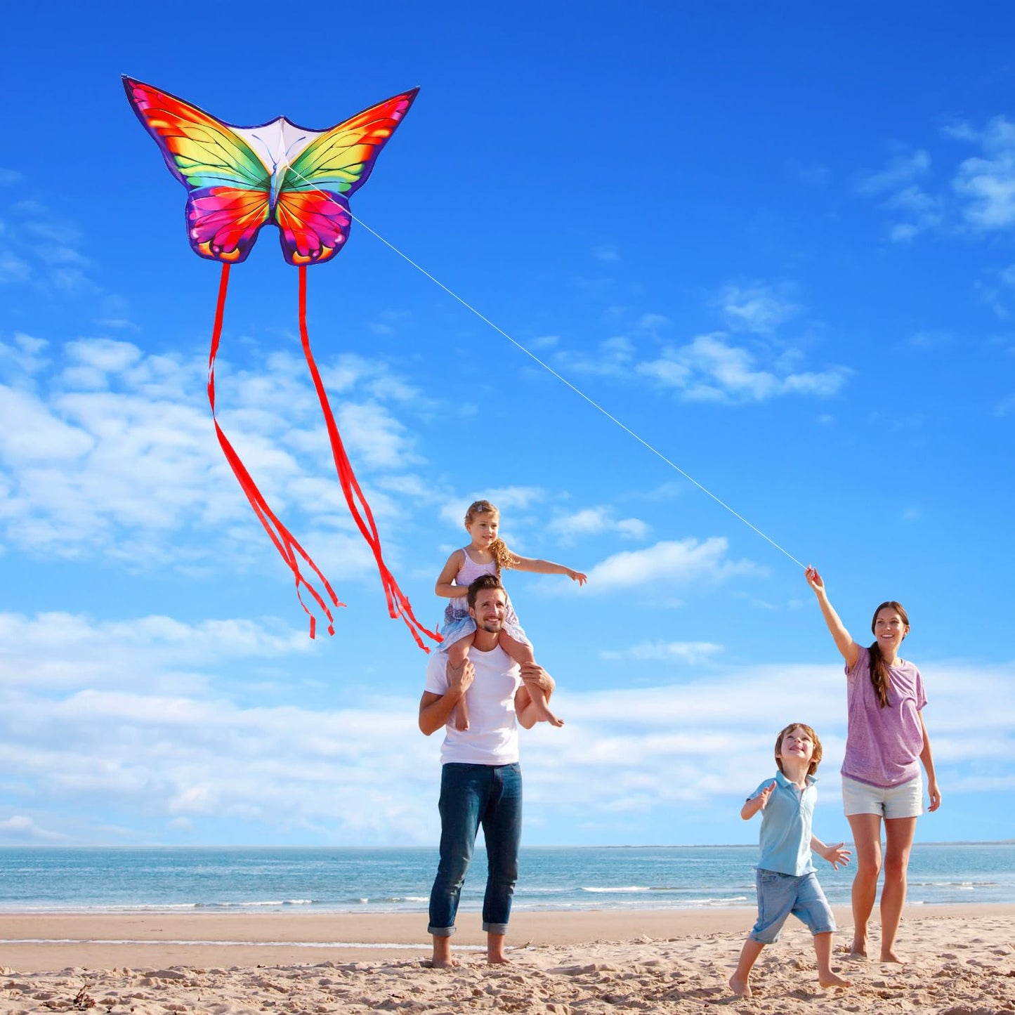 Butterfly Kites for Kids & Adults - Rainbow Color Easter Kites for Outdoor Family Fun, Includes Kite String & Carry Bag, Perfect