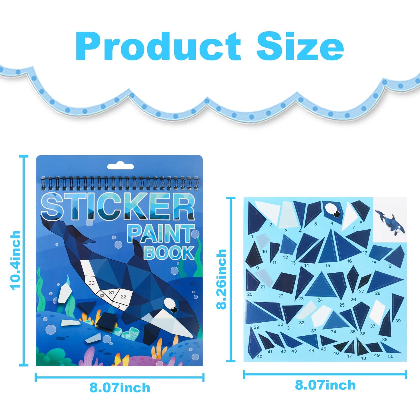 Ocean Sticker Book Crafts For Kids Ages 4-8 Sticker Paint Number Books, Stickers For Kids Girls Boys Birthday Easter Day Party Favor Gift Car Road Plane Travel Learning Educational Toy(Ocean)