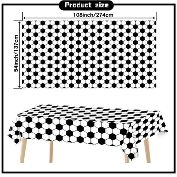 Kesfey 5 Packs Soccer Party Tablecloths 54 X 108 Inches Soccer Themed Birthday Table Cloth Disposable Waterproof Plastic Soccer