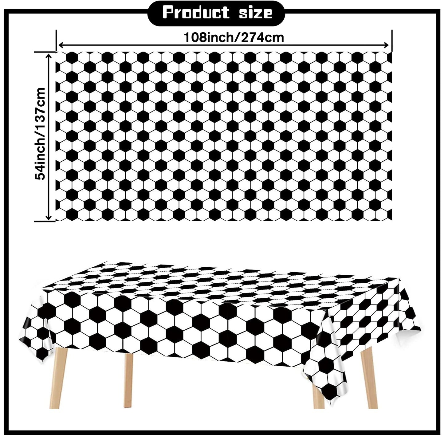 Kesfey 3 Packs Soccer Party Tablecloths 54 X 108 Inches Soccer Sports Ball Table Cover Disposable Waterproof Plastic Soccer Them