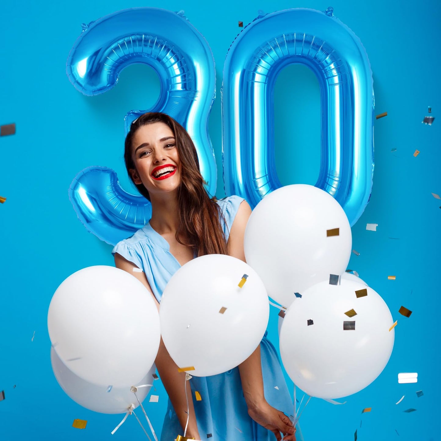 Blue Number 0 Balloon 40 Inch, Big Large Foil Helium Number Balloons, Jumbo Giant Mylar Number 0 Balloons For Birthday Party Dec