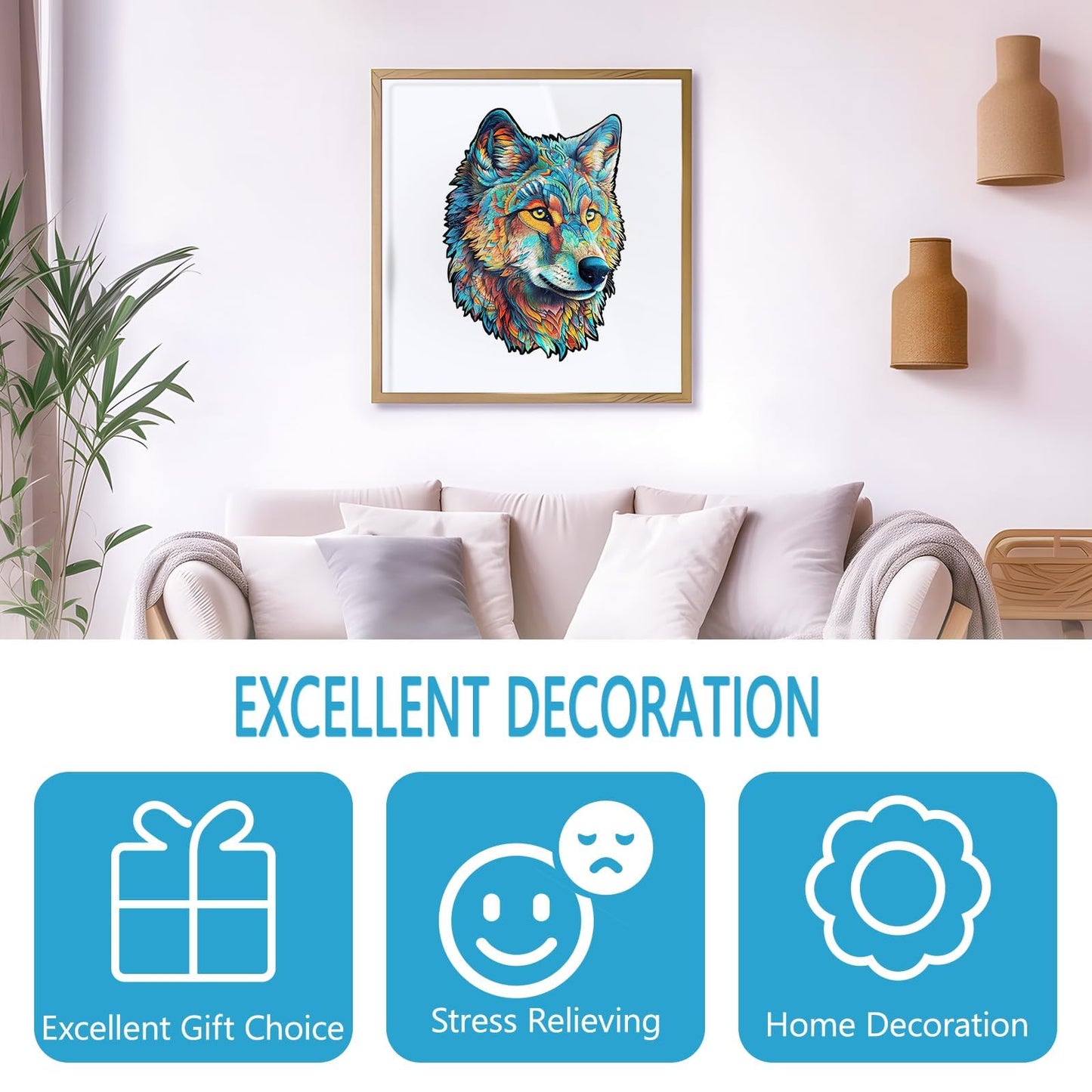 Wooden Puzzles For Adults - Advanced Brave Wolf Wooden Puzzle Unique Shape Wooden Puzzles Jigsaw For Adults, Wood Puzzles Adult,