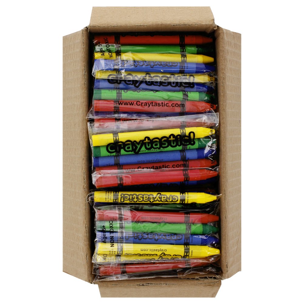 Craytastic! 25 Bulk Crayon Packs - Large Box Bulk For Kids Ages 4-8 - Party Favors, Classrooms, Restaurants - 4 Per Pack, Indivi