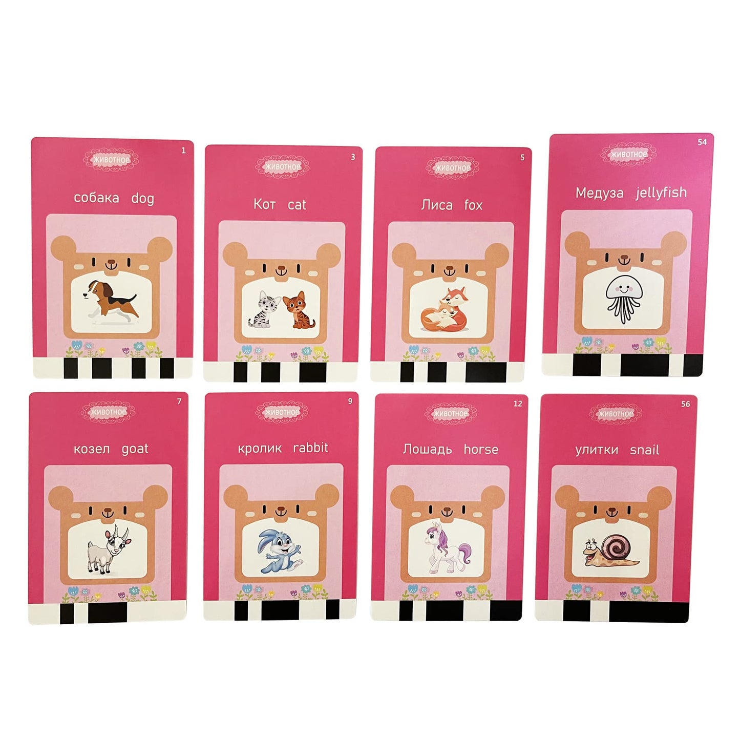 Russian English Taking Flash Cards 112 Pcs, Teach & Learn Basic Russian Alphabet Words For Children, Bilingual Early Learning &