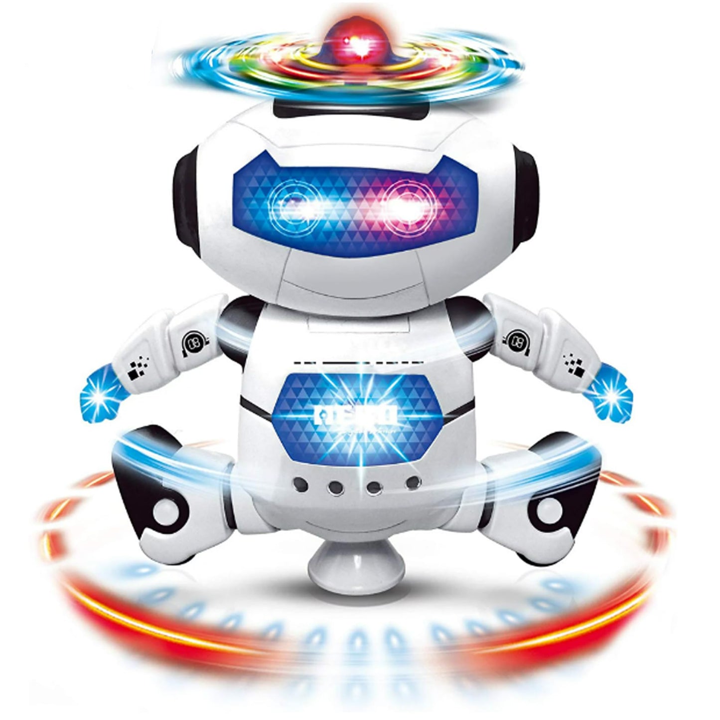 The Noodley Musical Walking Dancing Robot Toy for Kids, Flashing Lights, 360 Body Spinning, Toddlers Bosys Girls Fun Toy Figure