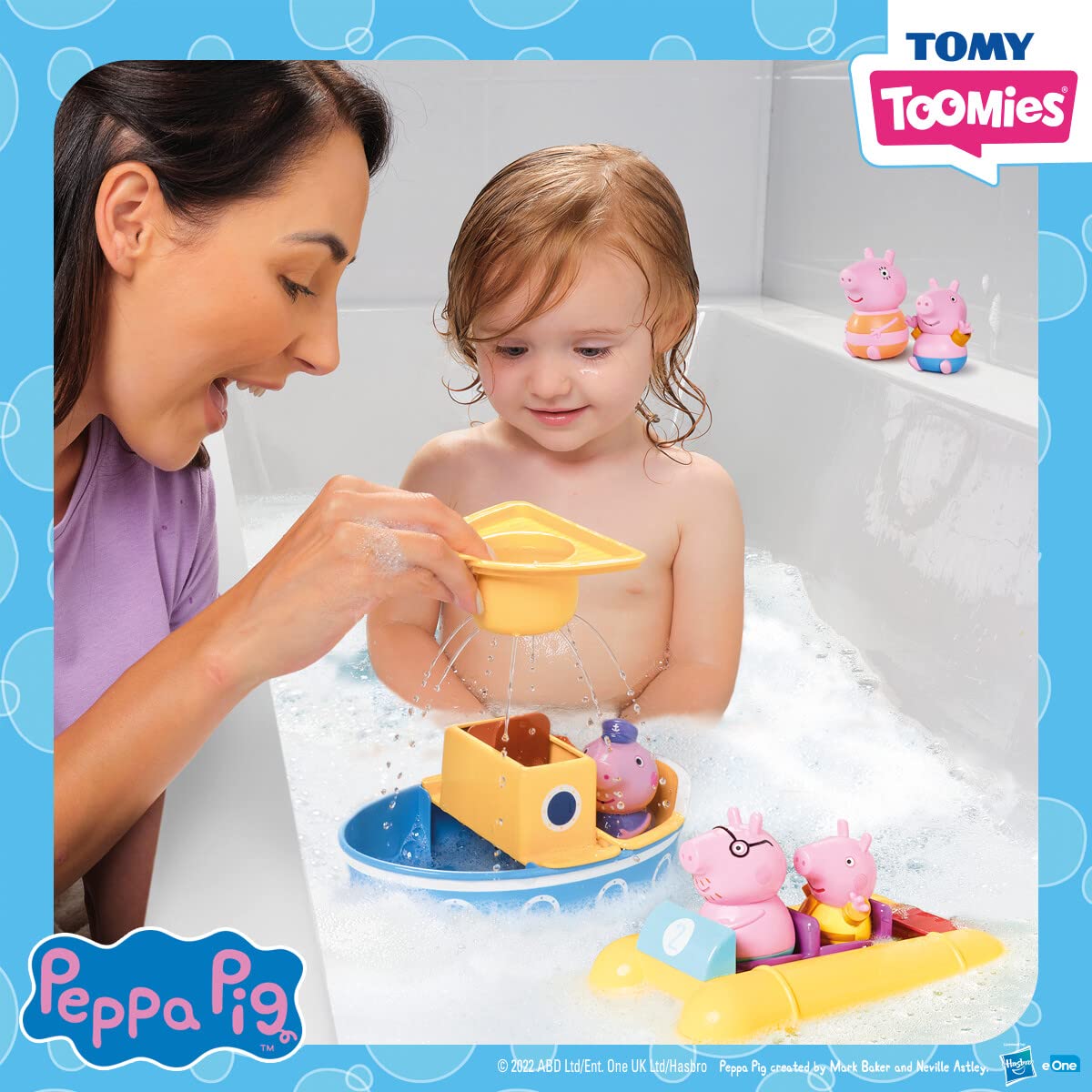 Tomy Toomies Peppa Pig Bath Toys - Peppa’S Boat Adventure Bath Toy Set - Includes 2 Boat Toys And 5 Peppa Pig Figures - Peppa Pig Toy Boats - Toddler Bath Toys For 18 Months And Up