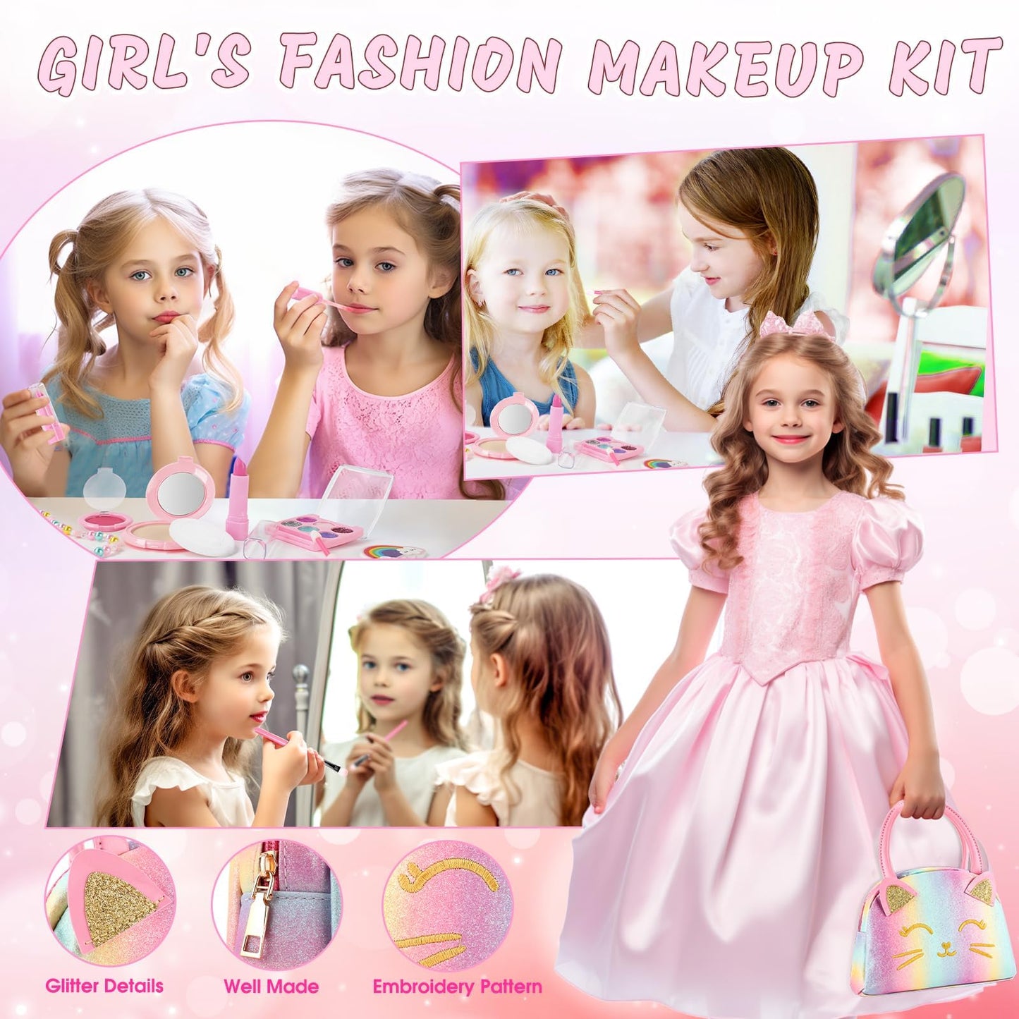 Kids Makeup Kit For Girls Toys, Toddler Makeup Kit, Washable Make Up For Kids Girls, Kids Makeup Sets For Girls, Girls Makeup Ki