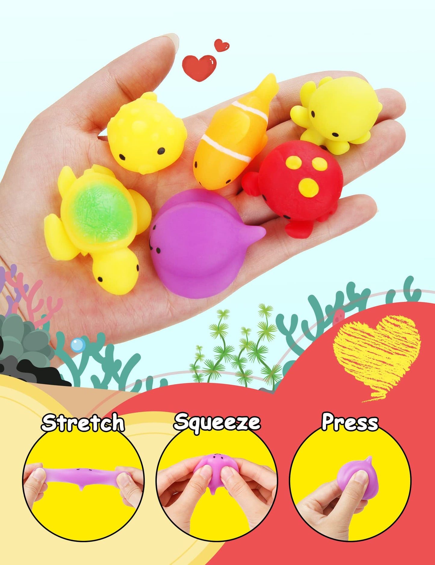 Feltom 28 Pack Valentines Day Cards Gift For Kids With Mochi Squishy Toys Set To Squeeze, Valentine School Classroom Exchange Pr