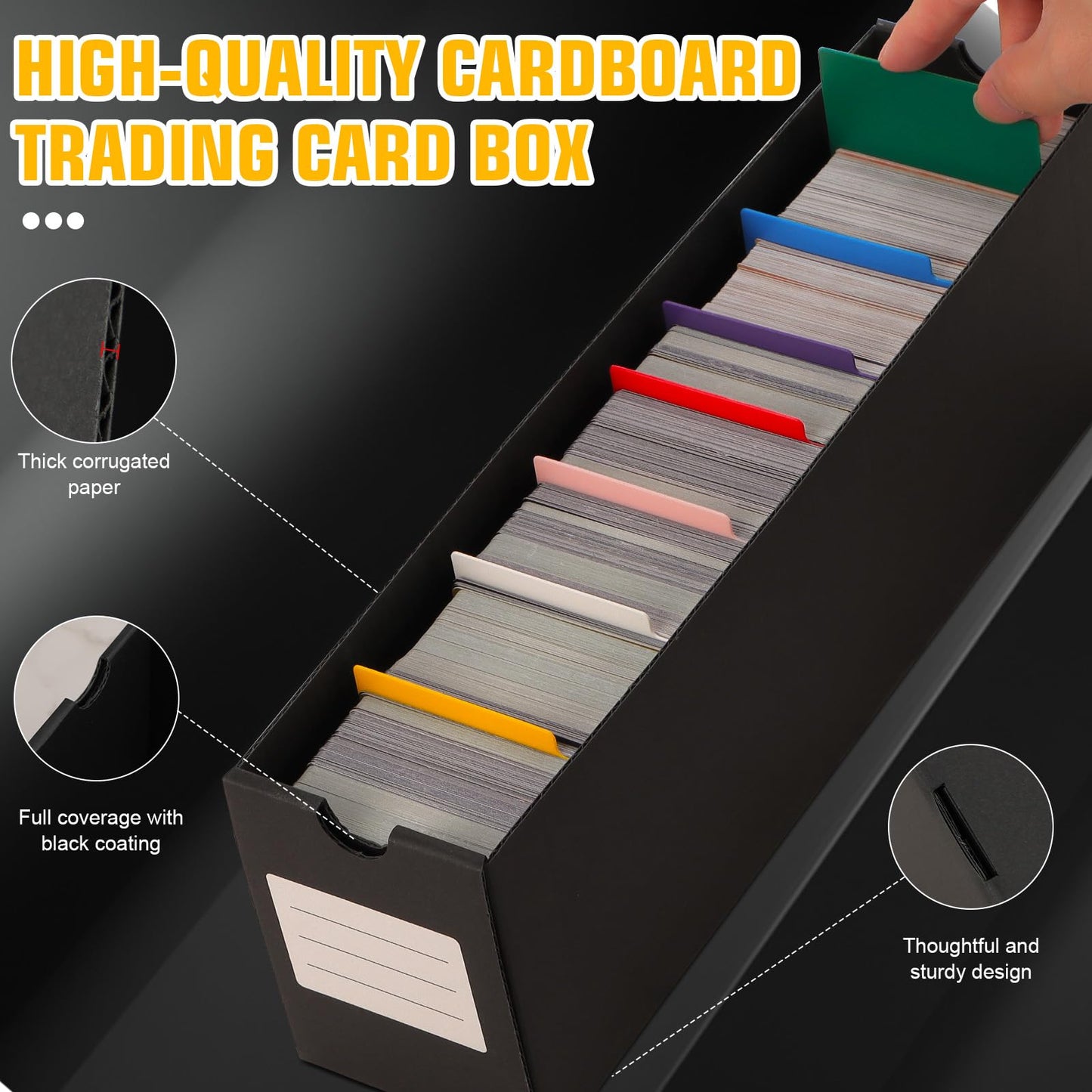 Qlouni Trading Card Storage Box, Includes 12-600 Ct Boxes & 48 Card Dividers, 12000+ Trading Card Organizer For Collectible Card