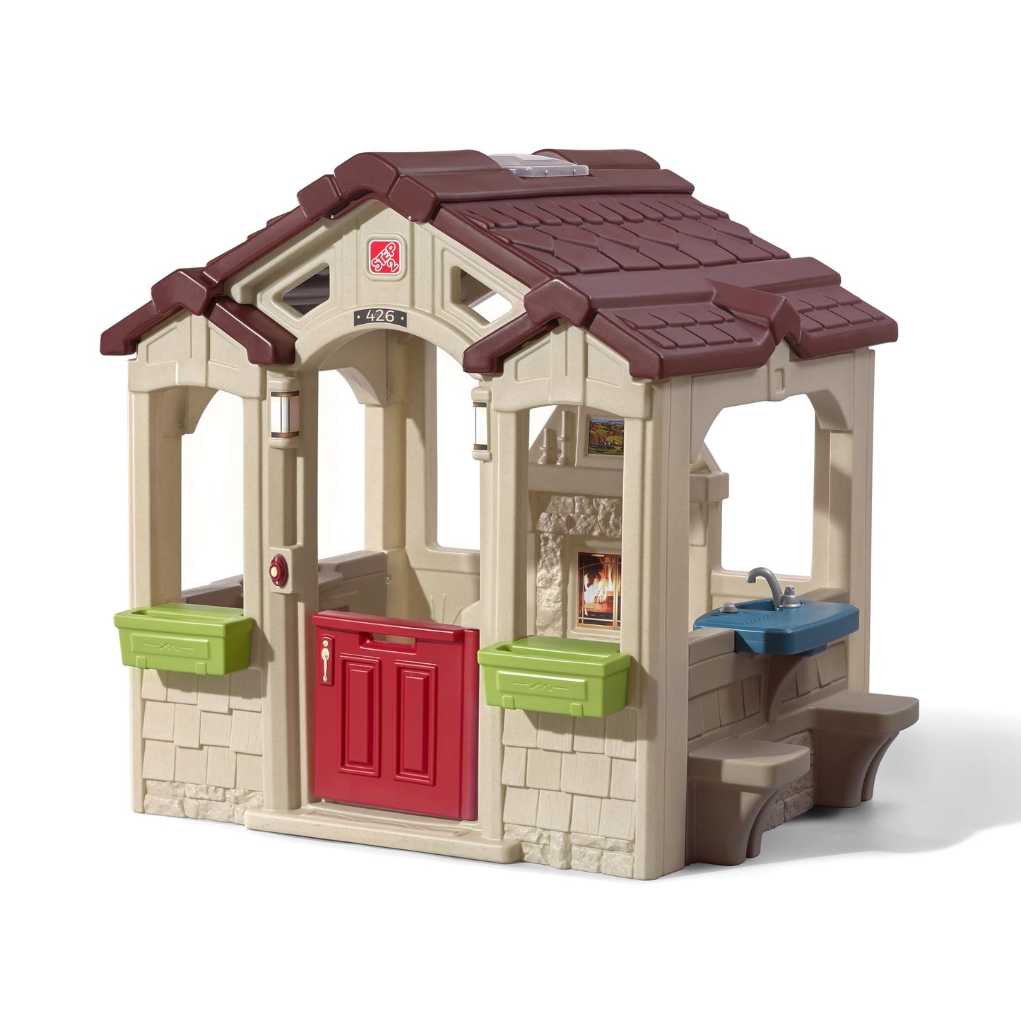 Step2 Charming Cottage Kids Playhouse, Indoor/Outdoor Playset, Interactive Play With Sounds, Made Of Durable Plastic, For Toddlers 2+ Years Old