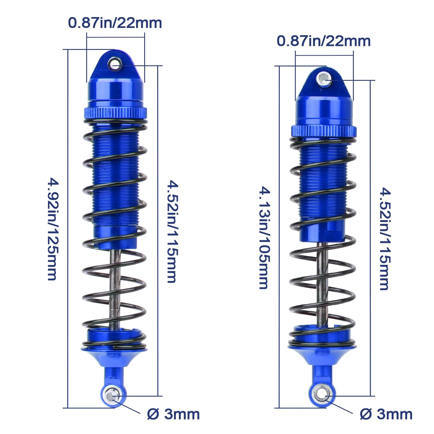 HobbyPark Aluminum Shocks for Arrma 1/10 Granite 4x4 Bigrock Senton Typhon 3s 6s Blx Shock Absorber Assembled Front & Rear, Repl