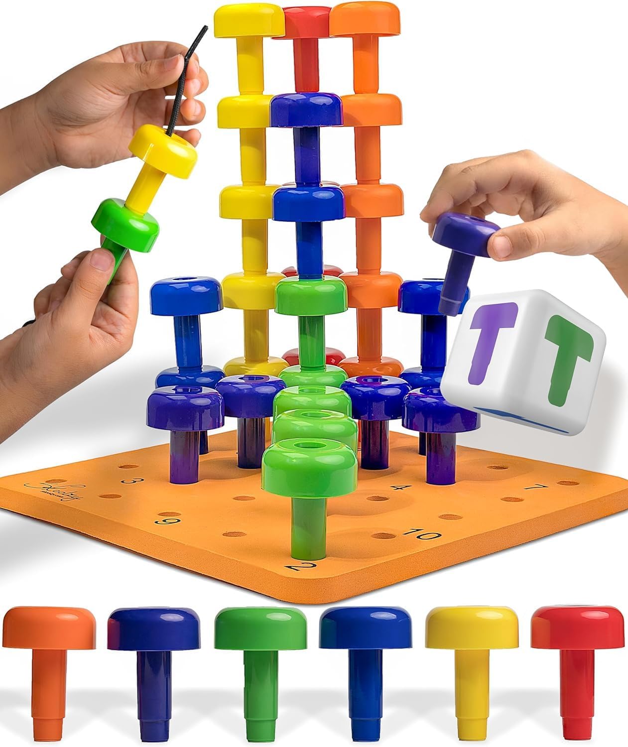 Skoolzy Montessori Sensory Pegboard 33 Piece Set - Develop Sensory Play Occupational Therapy Stem Learning Educational Toys For Kids 2+ - Includes Foam Board, Lacing String, Dice, Storage Bag, Ebook