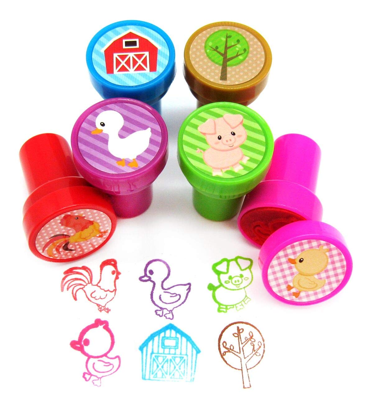 Tiny Mills 24 Pcs plastic, rubber Barnyard Farm Animals Stampers for Kids