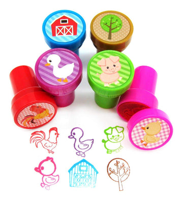 Tiny Mills 24 Pcs plastic, rubber Barnyard Farm Animals Stampers for Kids