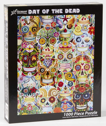 Vermont Christmas Company 1000 Piece Jigsaw Puzzle - Day of The Dead Sugar Skulls - 30" x 24" - Made of Puzzle Board