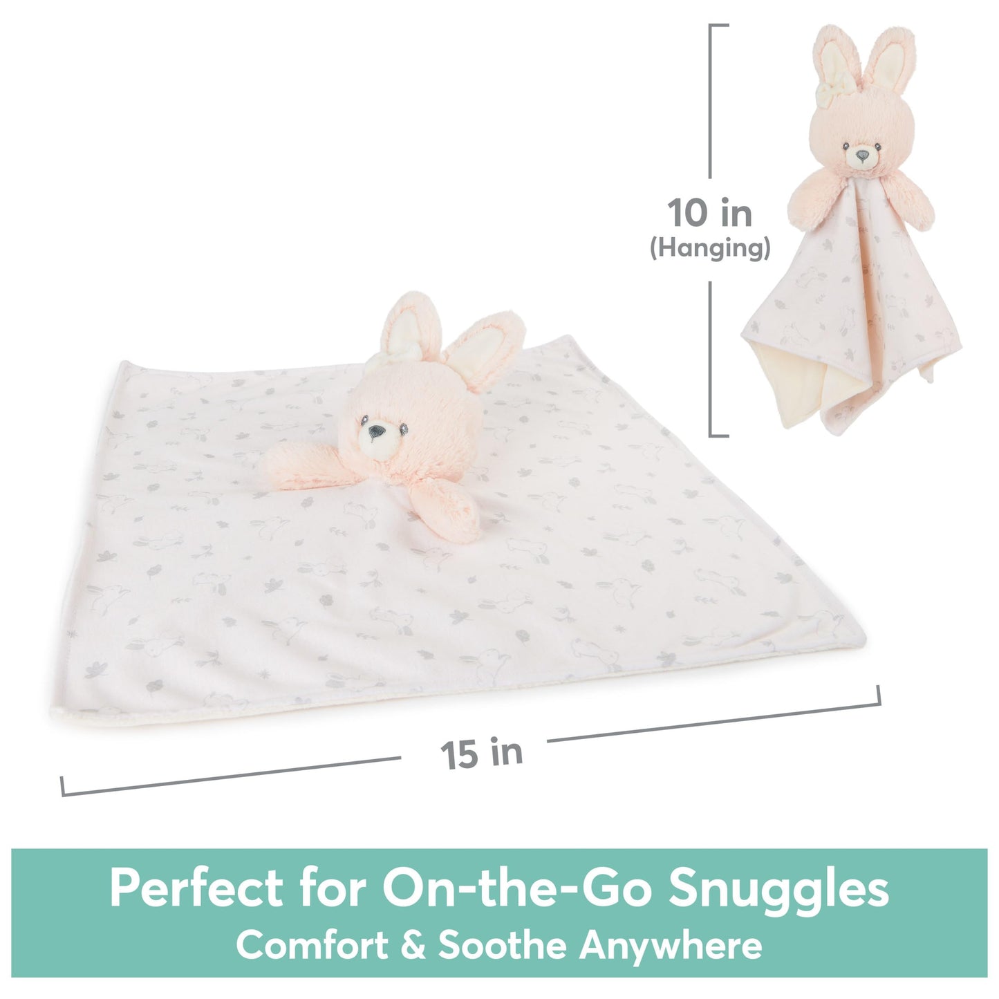 GUND Baby Bunny Lovey Plush Blanket, 10” Soft Toy, 100% Recycled Materials, Pink/Cream, Model 6068580