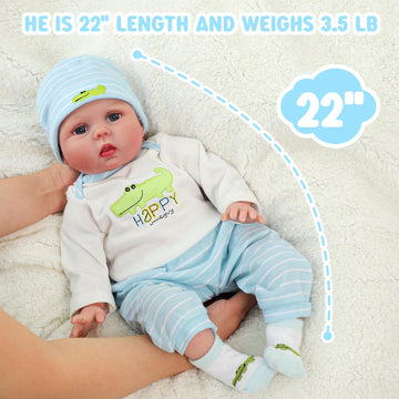 Scom Lifelike Reborn Baby Dolls - 22 Inch Realistic Baby Toddler Dolls Soft Cloth Body Vinyl Limbs, With Clothes And Doll Access